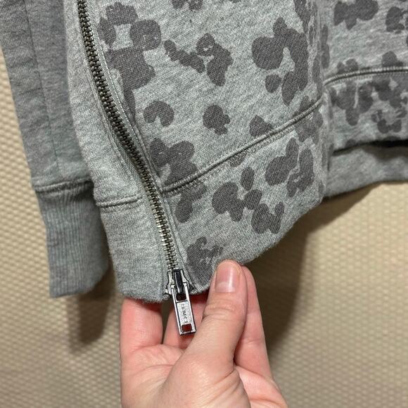 Banana Republic M Gray Floral Animal Print Sweatshirt Crewneck Zip Sides - Picture 2 of 10